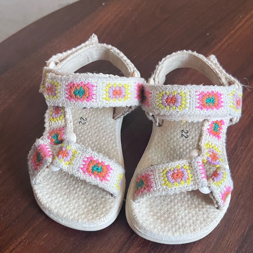 Zara Pink and Yellow Sandals with Velcro Closure